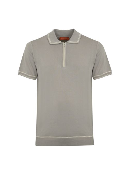 Polo con zip in cotone Tortora DANIELE FIESOLI | DF 032738